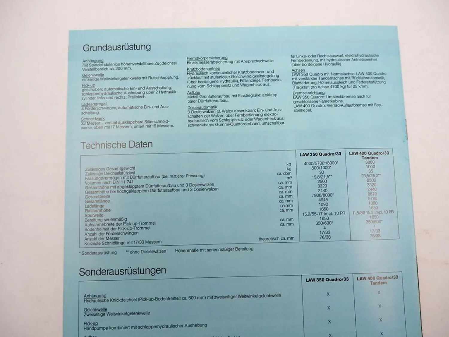 Original Prospekt Mengele LAW 350 400 Quadro Automatik Ladewagen 1980er Jahre