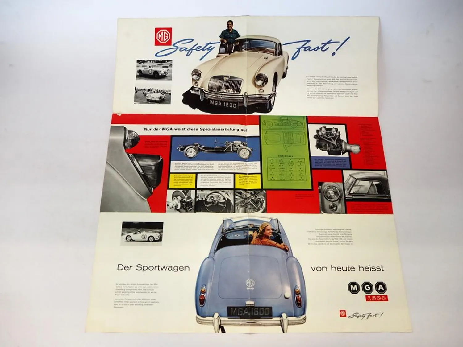 Original Prospekt MG MGA 1600 Sportwagen Coupe Cabrio Roadster 1959