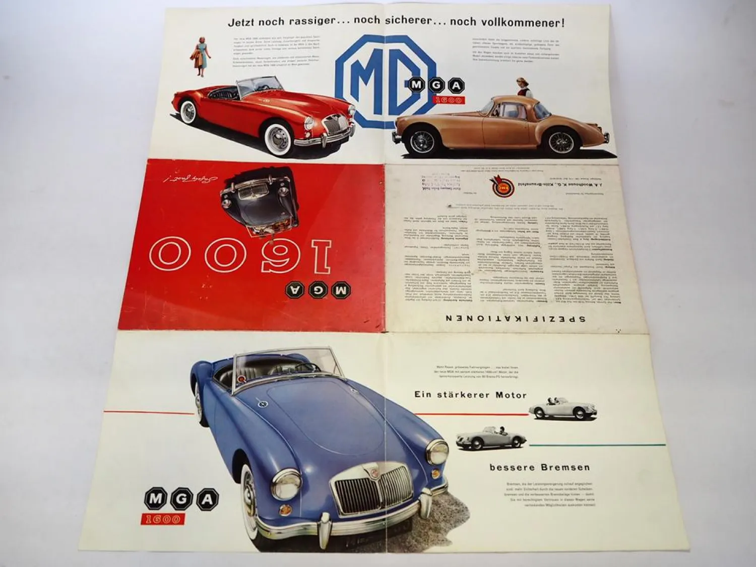 Original Prospekt MG MGA 1600 Sportwagen Coupe Cabrio Roadster 1959