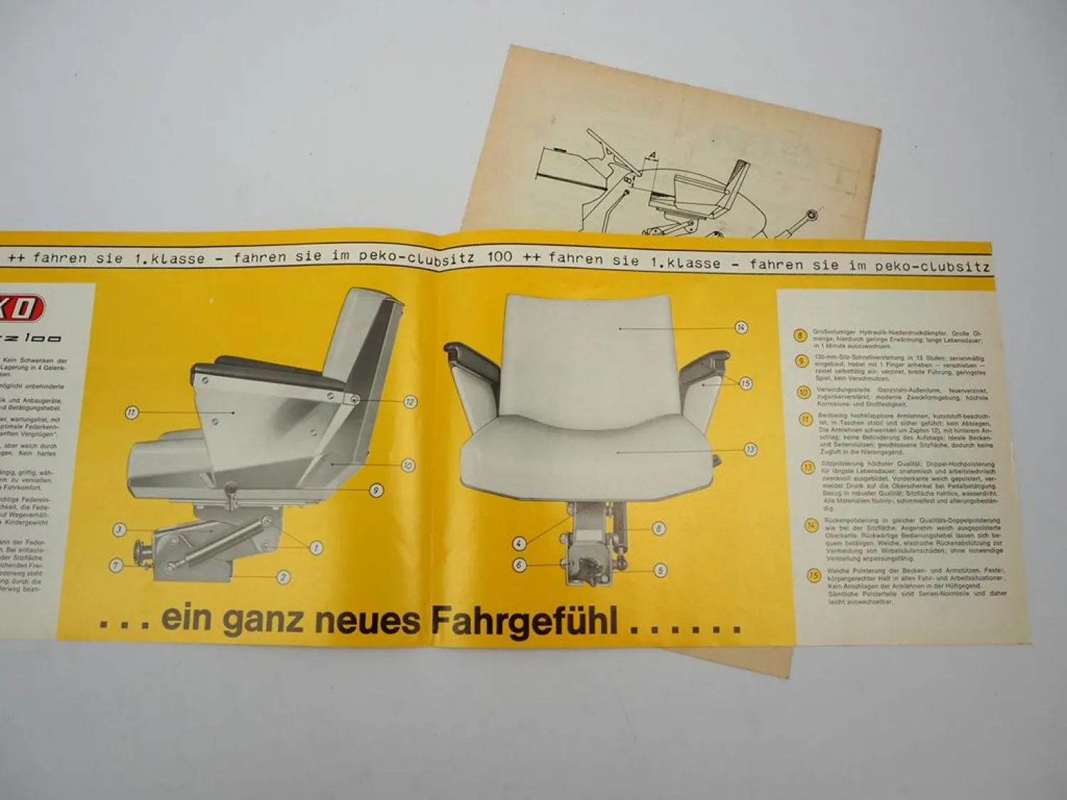 Original Prospekt Montageanleitung Peko Club Sitz 100 für Schlepper 1960/70er J.
