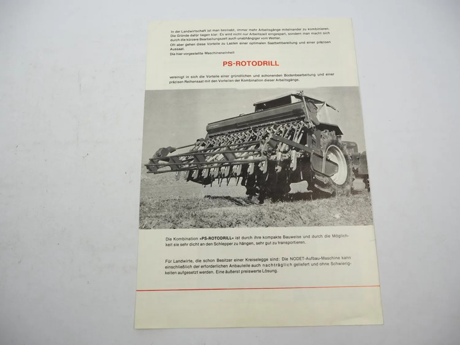 Original Prospekt Nodet PS Rotodrill Anbaugerät an Schlepper Schlüter 1980er J.