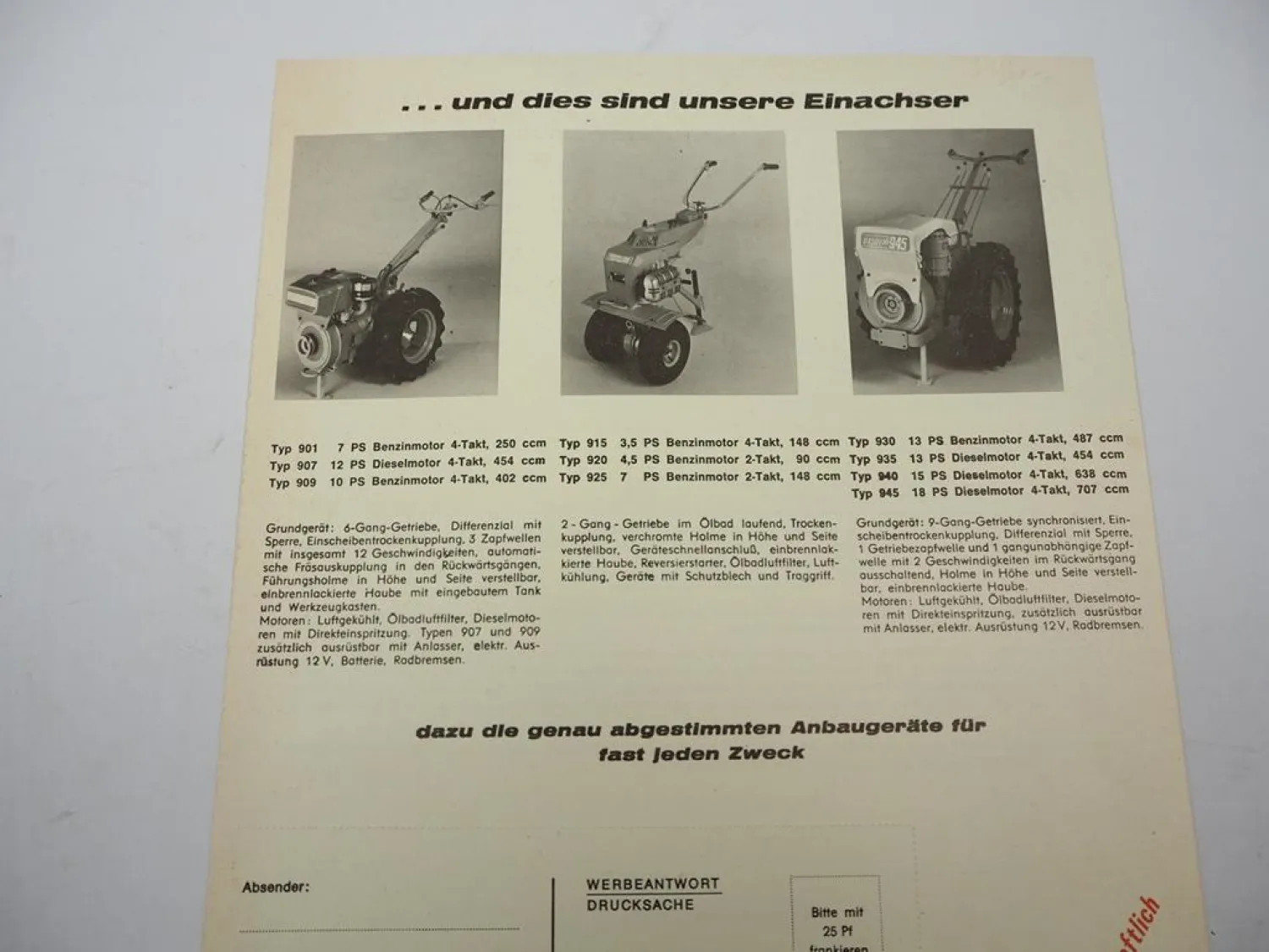 Original Prospekt Pasquali Schmalspur Schlepper + Einachser 1970/80er Jahre