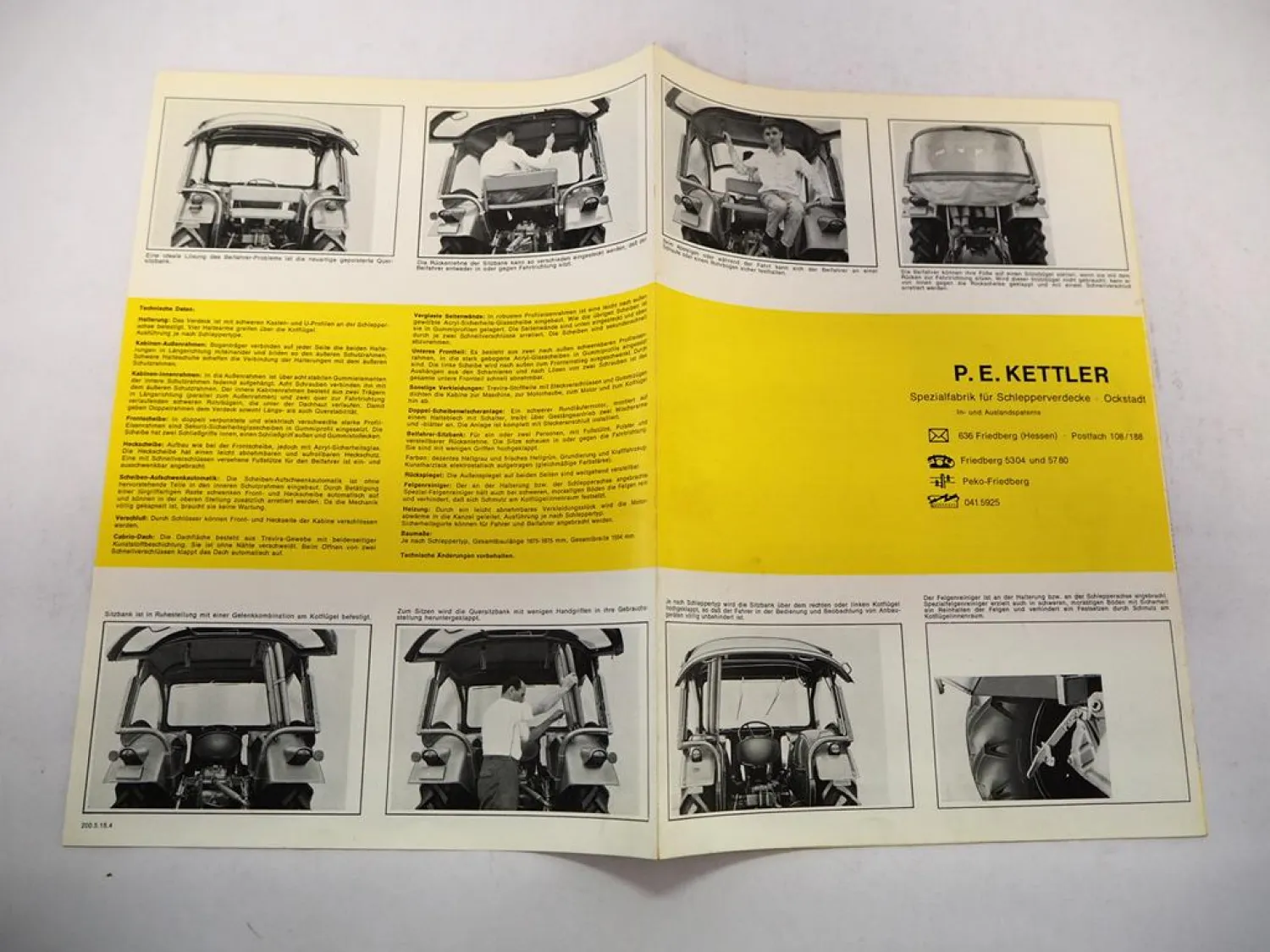 Original Prospekt Peko 230 Coupe Fahrerhaus für Schlepper 1960er Jahre