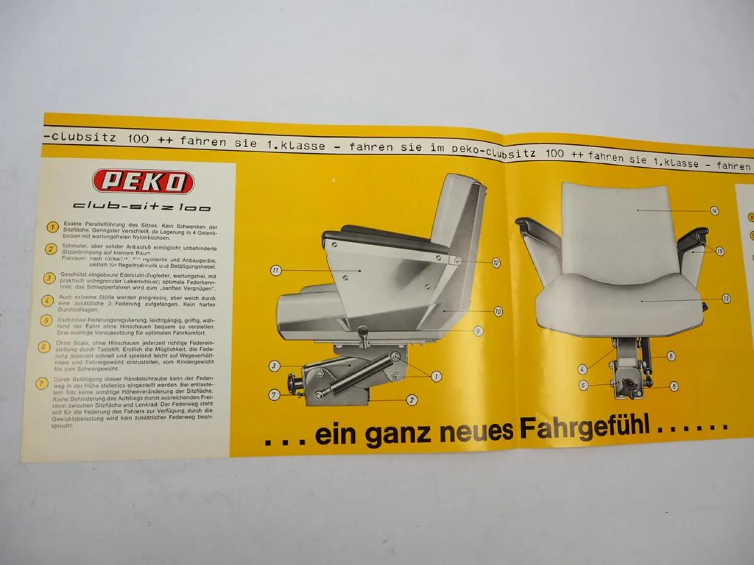 Original Prospekt Peko Club Sitz 100 für Schlepper 1960/70er Jahre