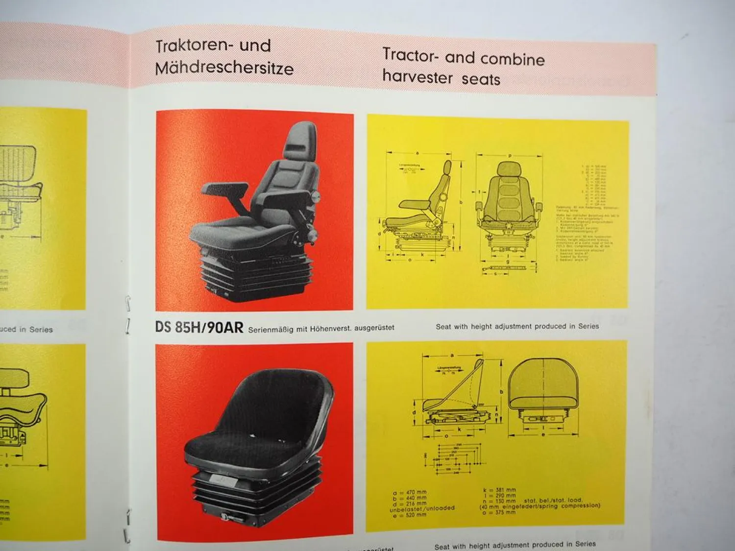 Original Prospekt Preisliste Grammer Fahrzeugsitze für Traktor Baumaschinen 1978