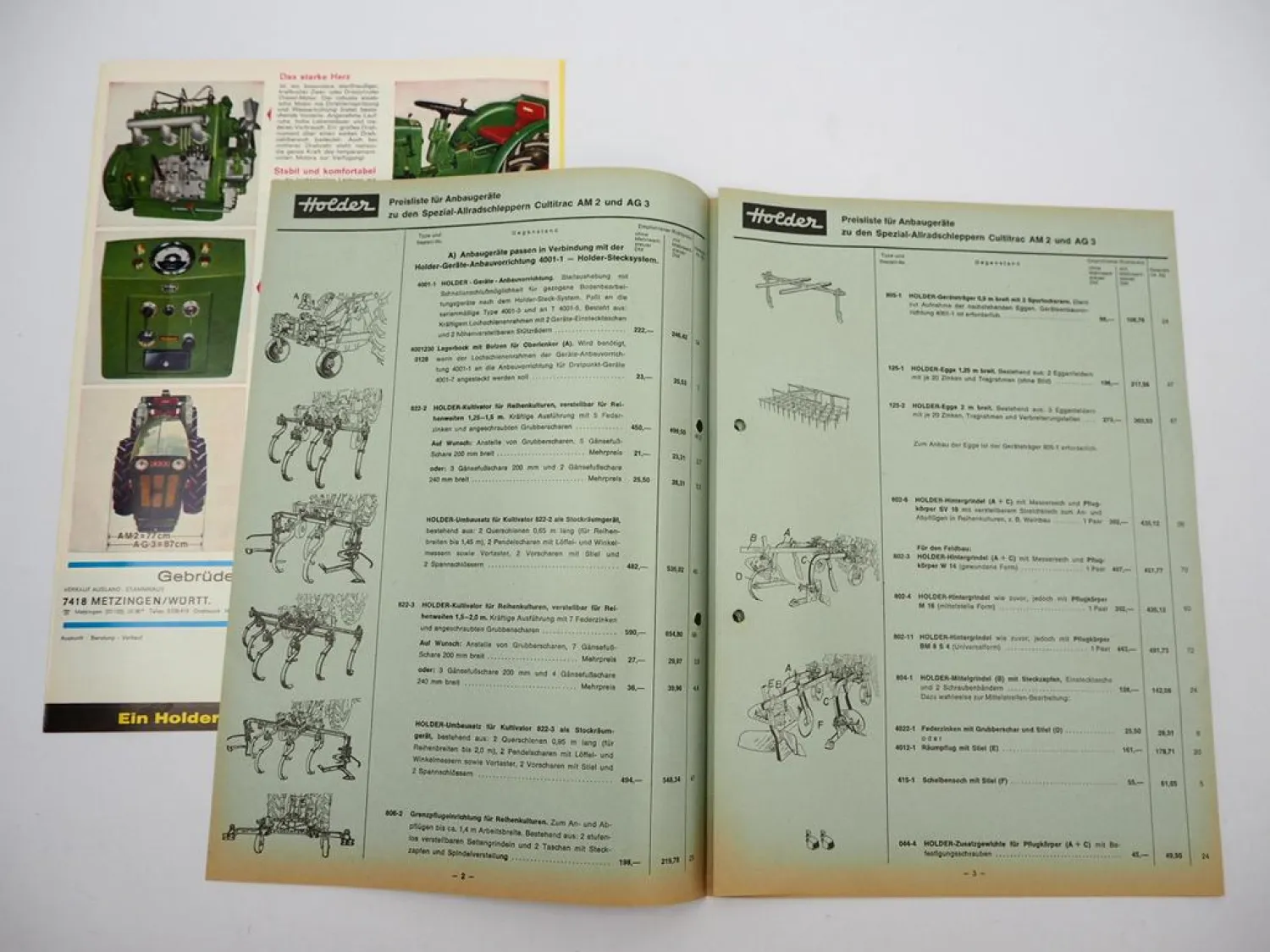 Original Prospekt Preisliste Holder Cultitrac AM2 AG3 Allradschlepper 1970