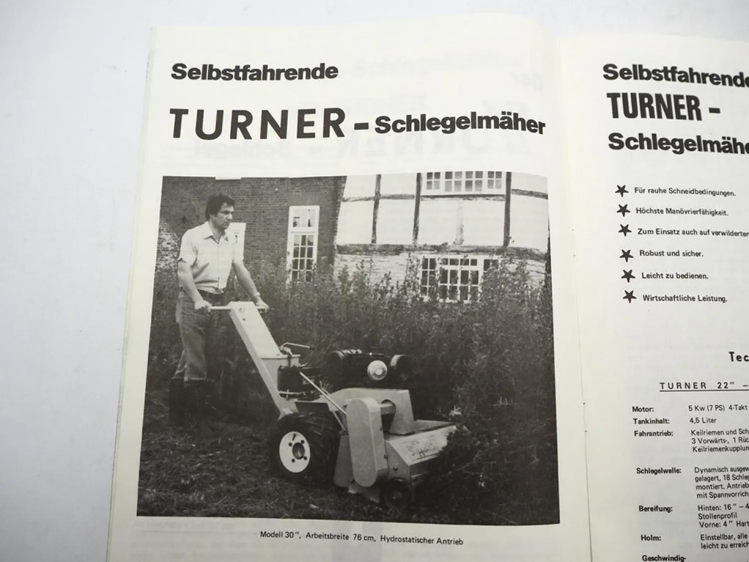 Original Prospekt Ransomes Turner Schlegelmäher an Schlepper Unimog MB-trac