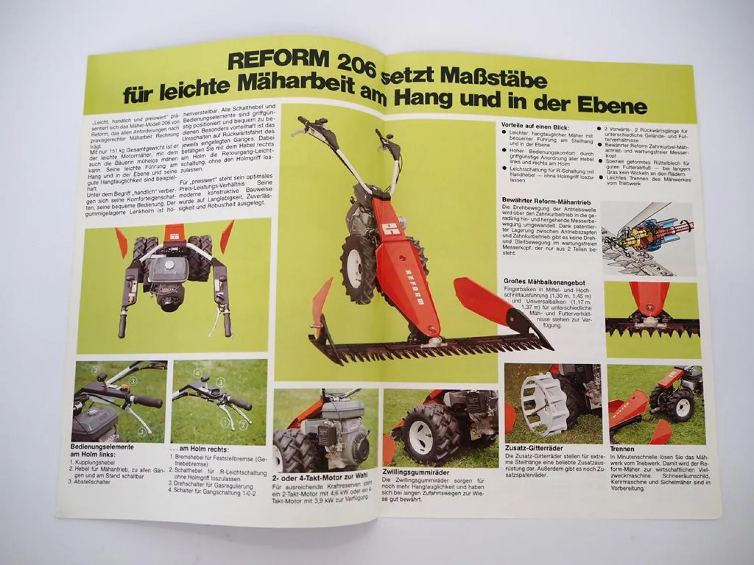 Original Prospekt Reform 206 Motormäher mit technischen Daten 1990er Jahre