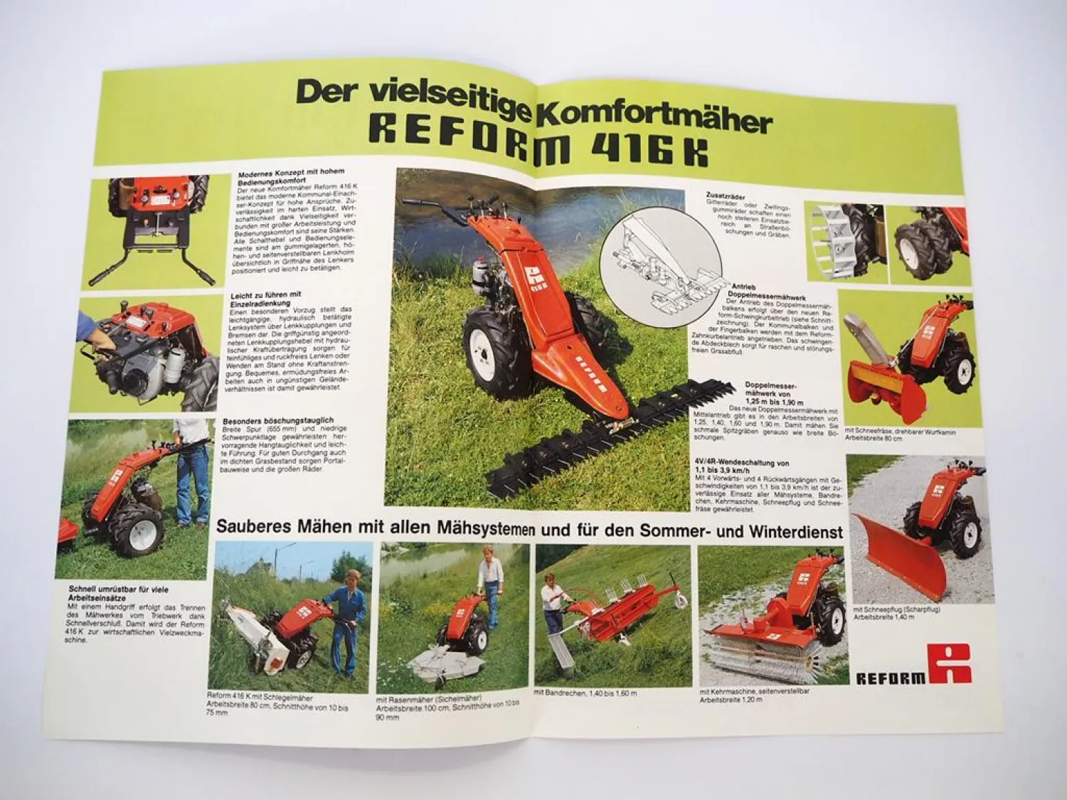 Original Prospekt Reform 416K Motormäher mit technischen Daten 1990er Jahre
