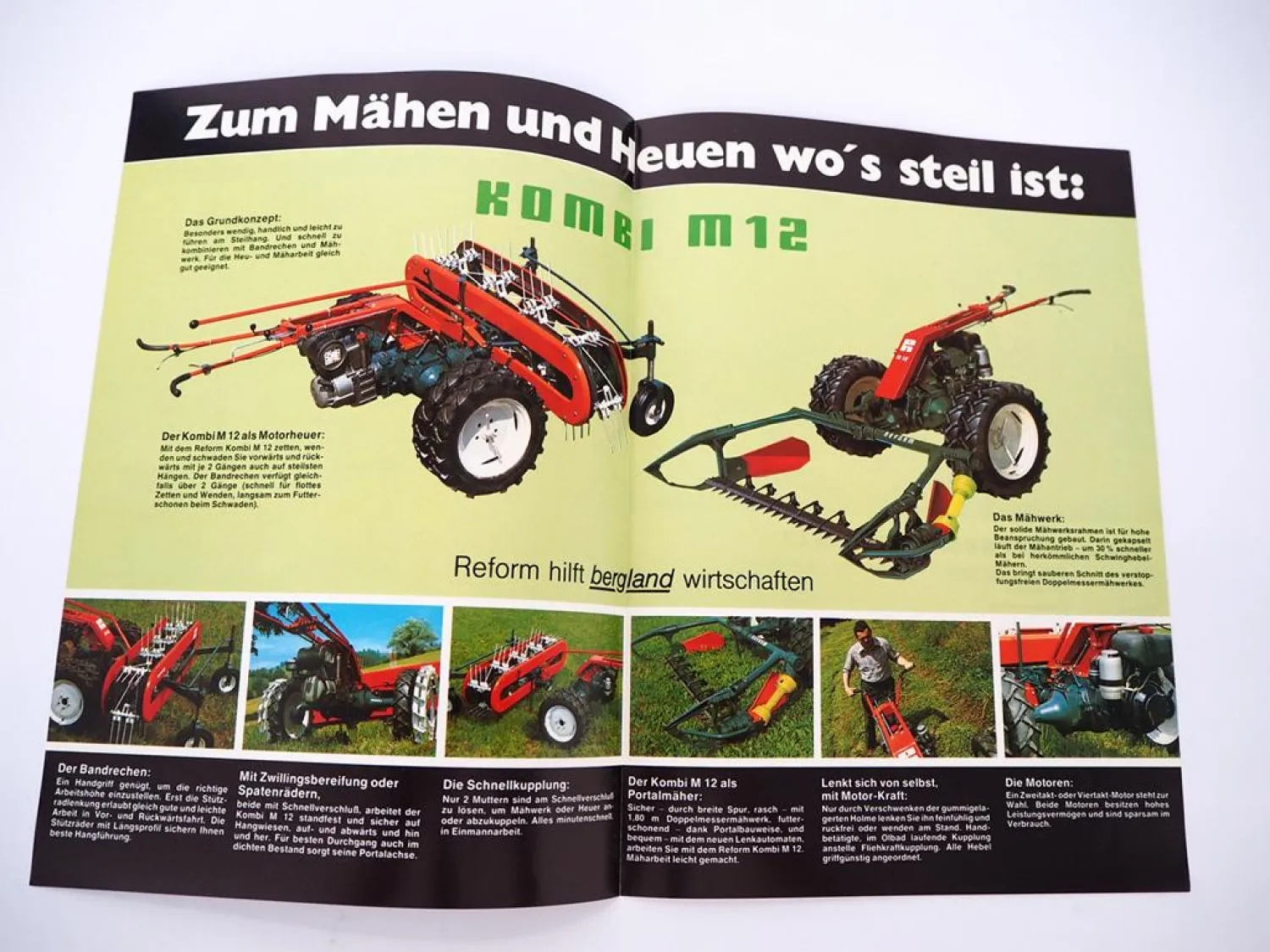 Original Prospekt Reform Kombi M12 Motormäher mit technischen Daten 1990er Jahre