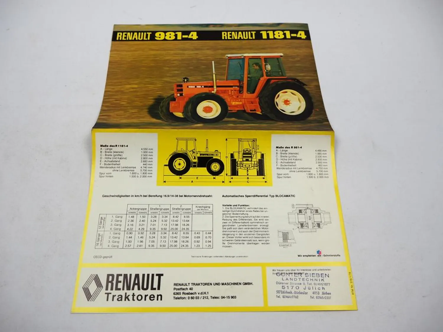 Original Prospekt Renault R 981-4 1181-4 Schlepper 1978