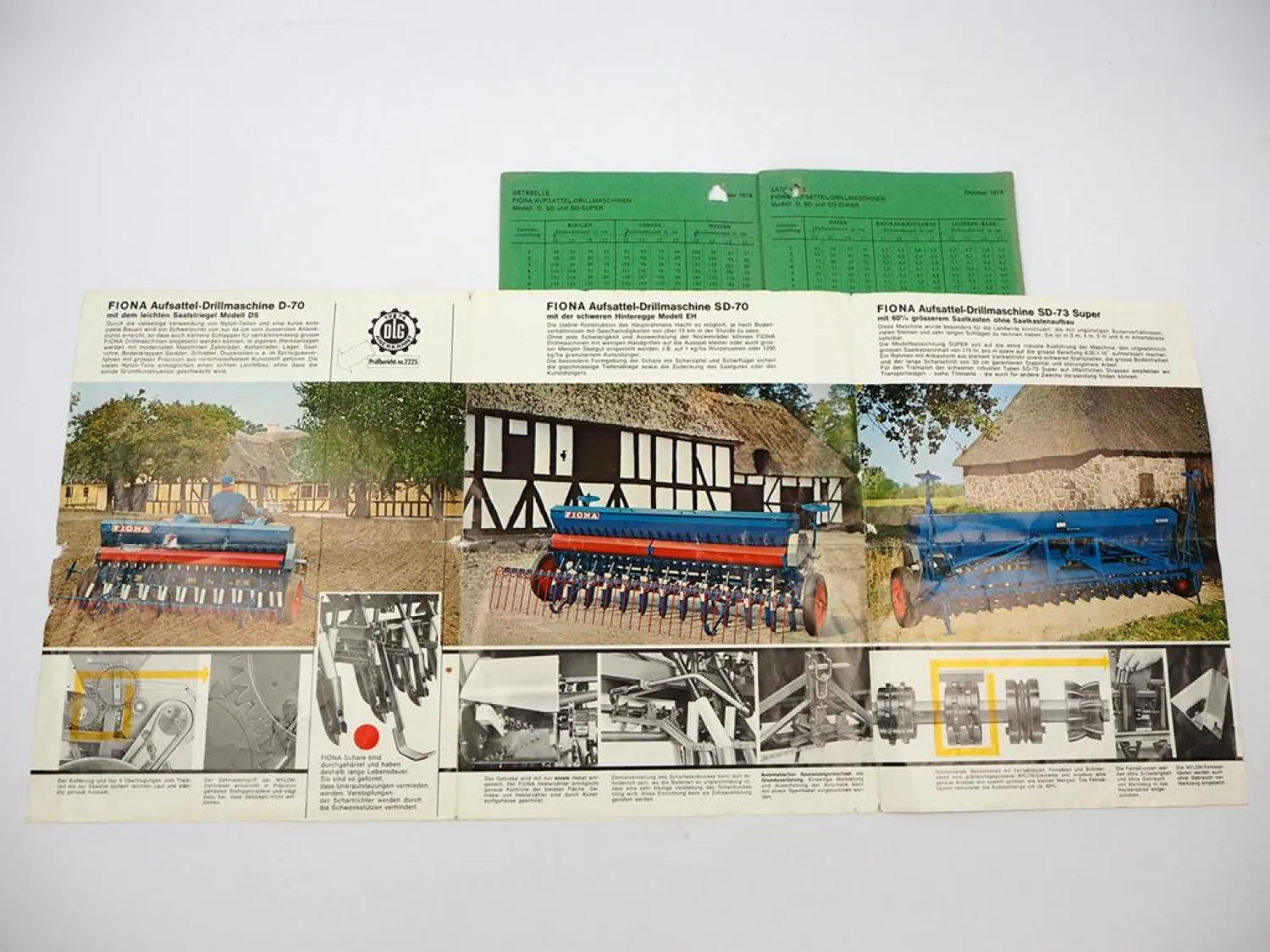 Original Prospekt + Sätabelle Scheby Fiona D SD SD-Super Drillmaschine 1974