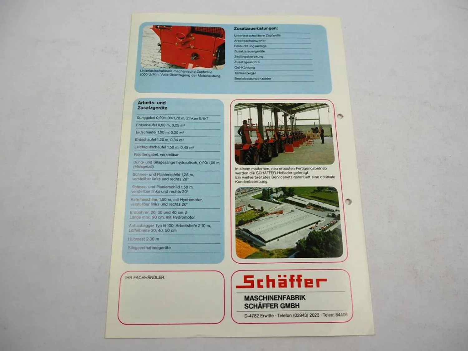 Original Prospekt Schäffer D 20 25 40 Hoflader Radlader 1980er Jahre