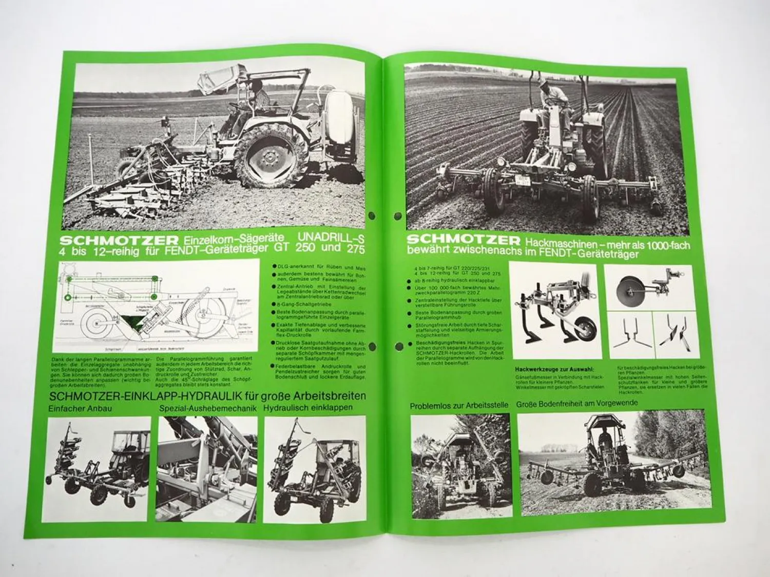 Original Prospekt Schmotzer Anbaugeräte für Fendt GT 250 275 Geräteträger 1976