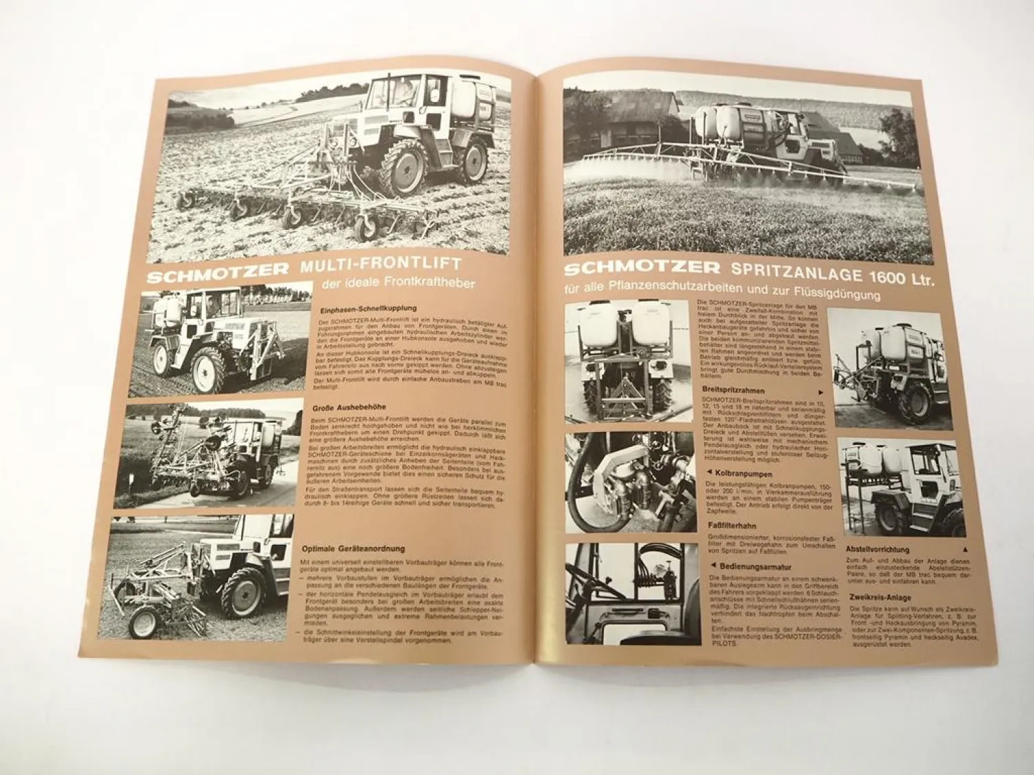 Original Prospekt Schmotzer Anbaugeräte für MB trac 1975