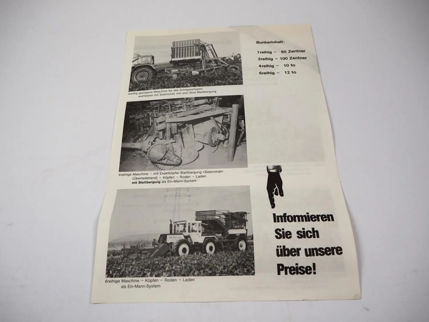 Original Prospekt Sieben Landtechnik Exaktköpfer Blattbergung Siebromat MB trac