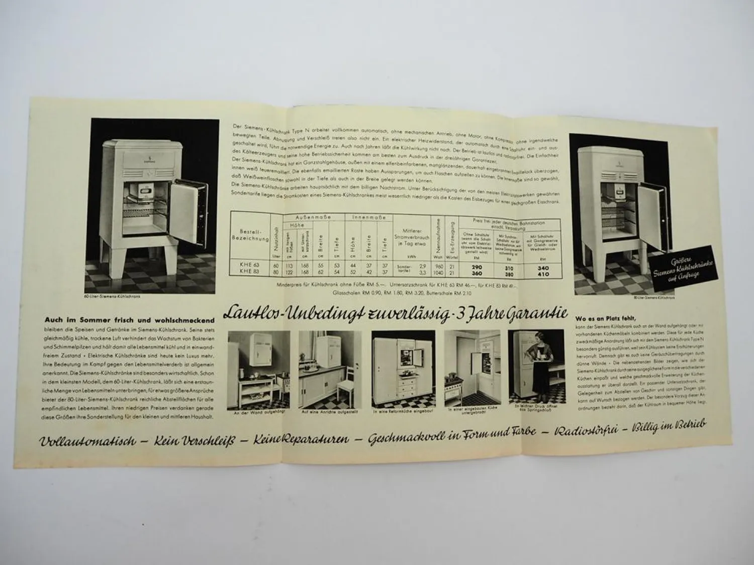 Original Prospekt Siemens KHE 63 83 Kühlschrank Type N 1939
