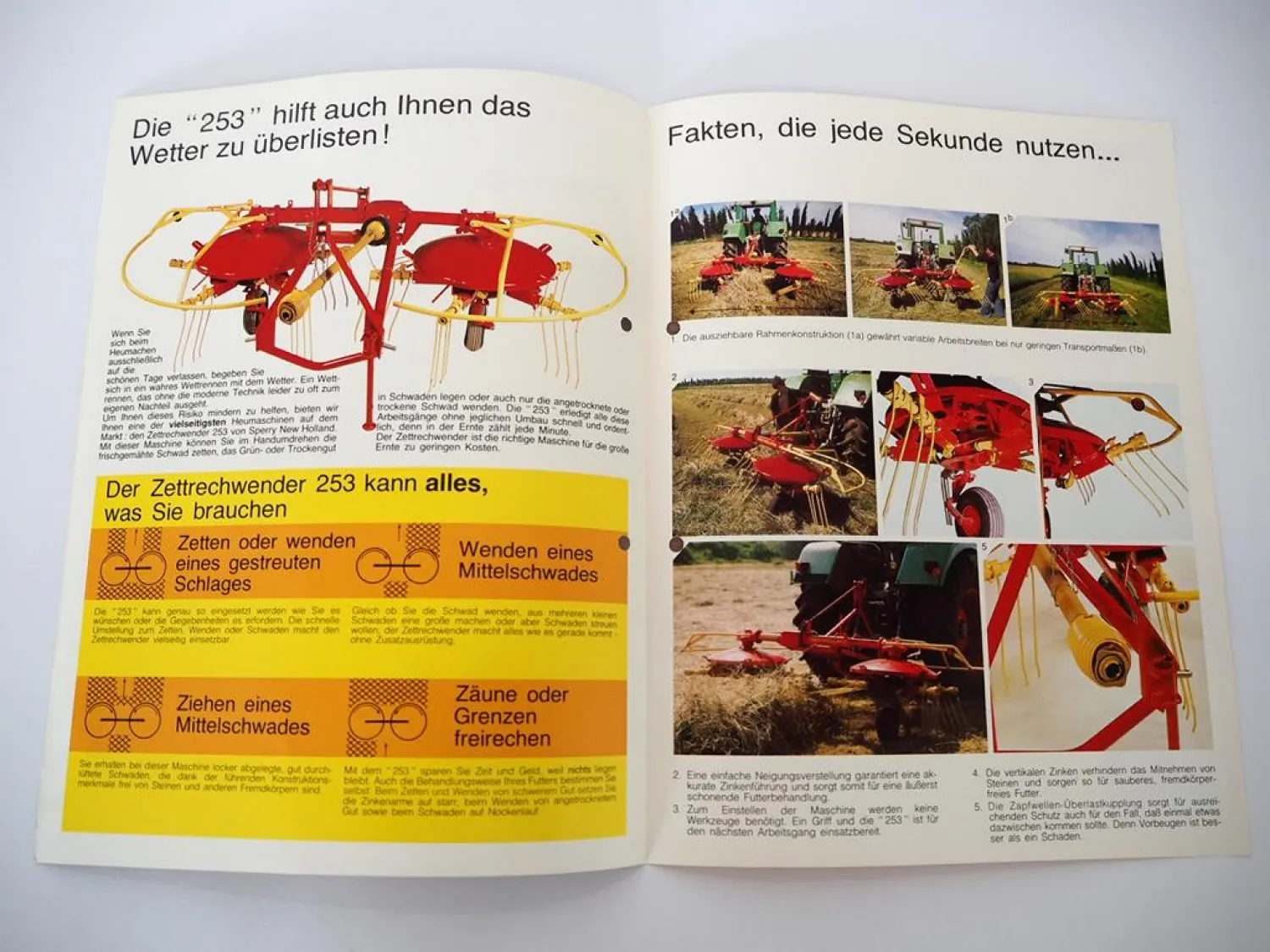 Original Prospekt Sperry New Holland 253 Zettrechwender 1977