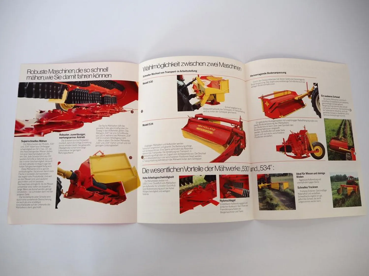 Original Prospekt Sperry New Holland 530 534 Mähwerk 1982