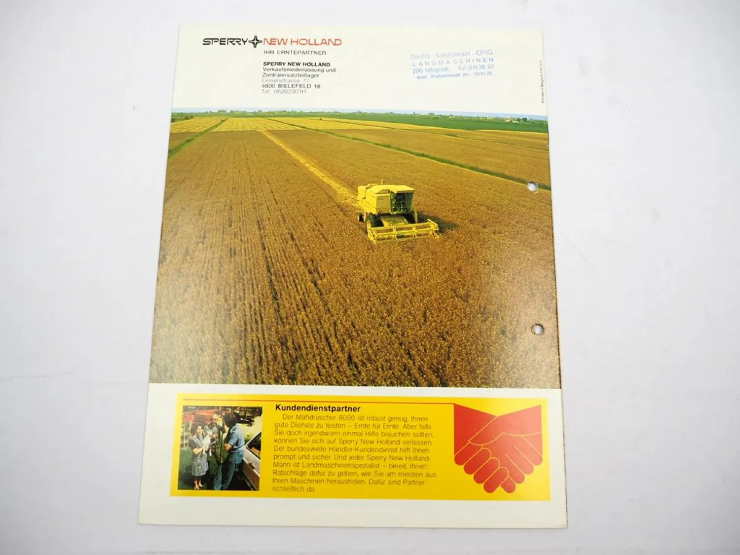 Original Prospekt Sperry New Holland 8080 Mähdrescher ca. 1977