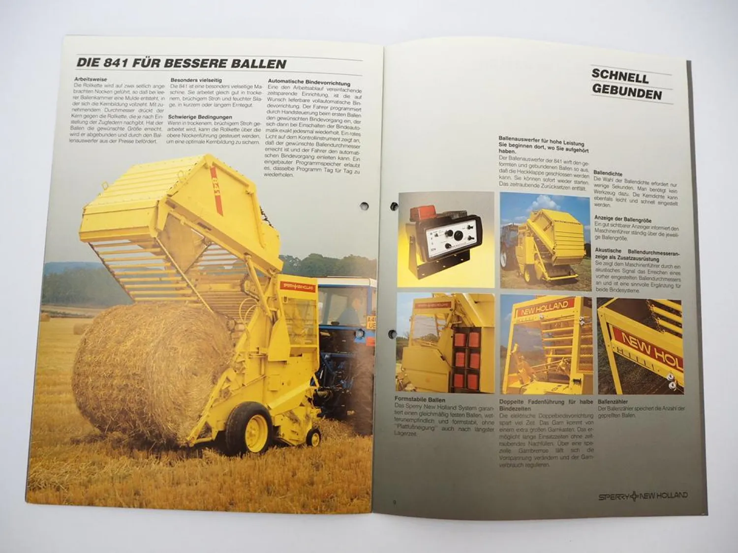 Original Prospekt Sperry New Holland 841 Rundballenpresse 1985