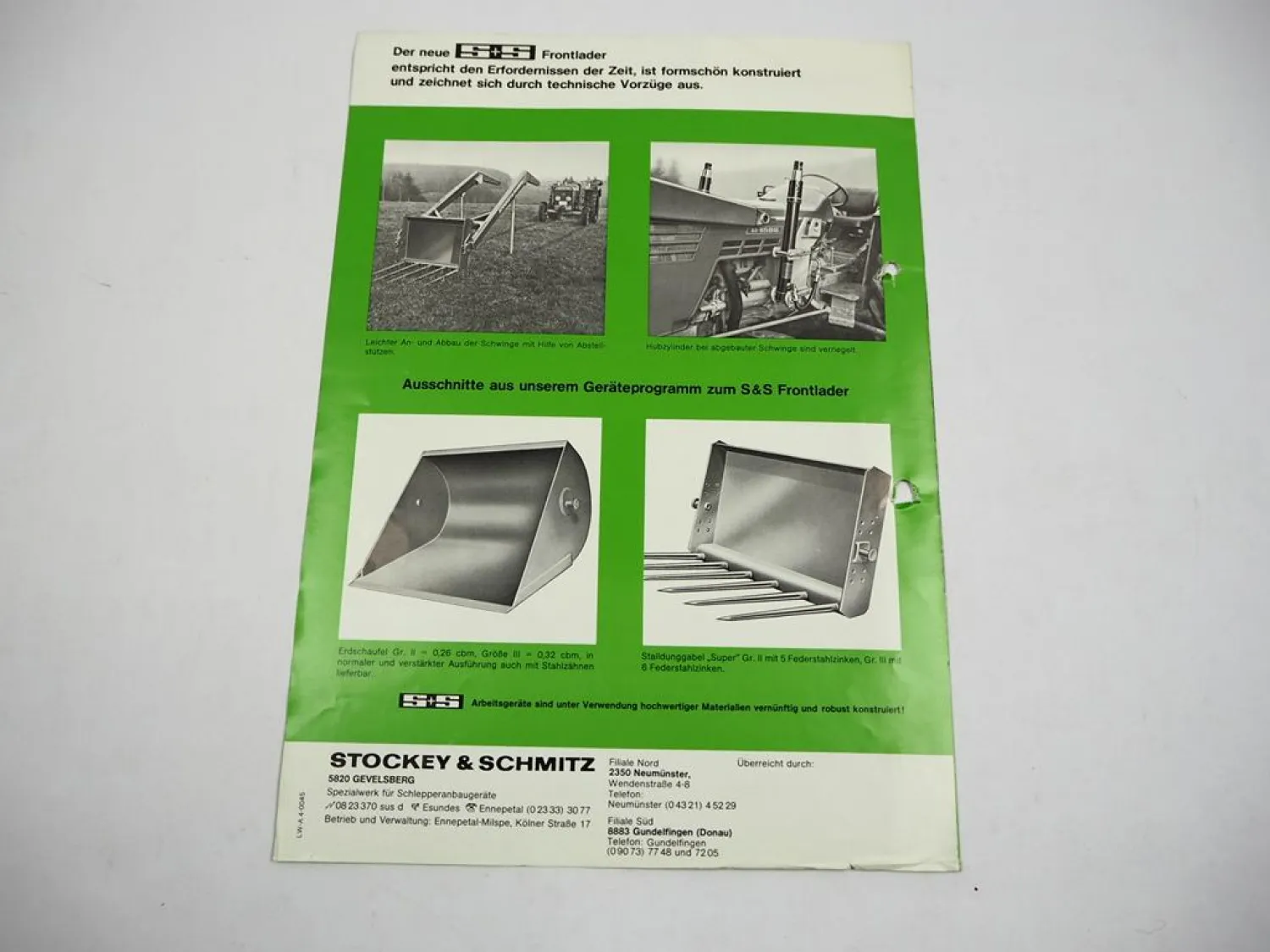 Original Prospekt Stockey & Schmitz S&S Frontlader am Deutz 2506 - 10006 Traktor