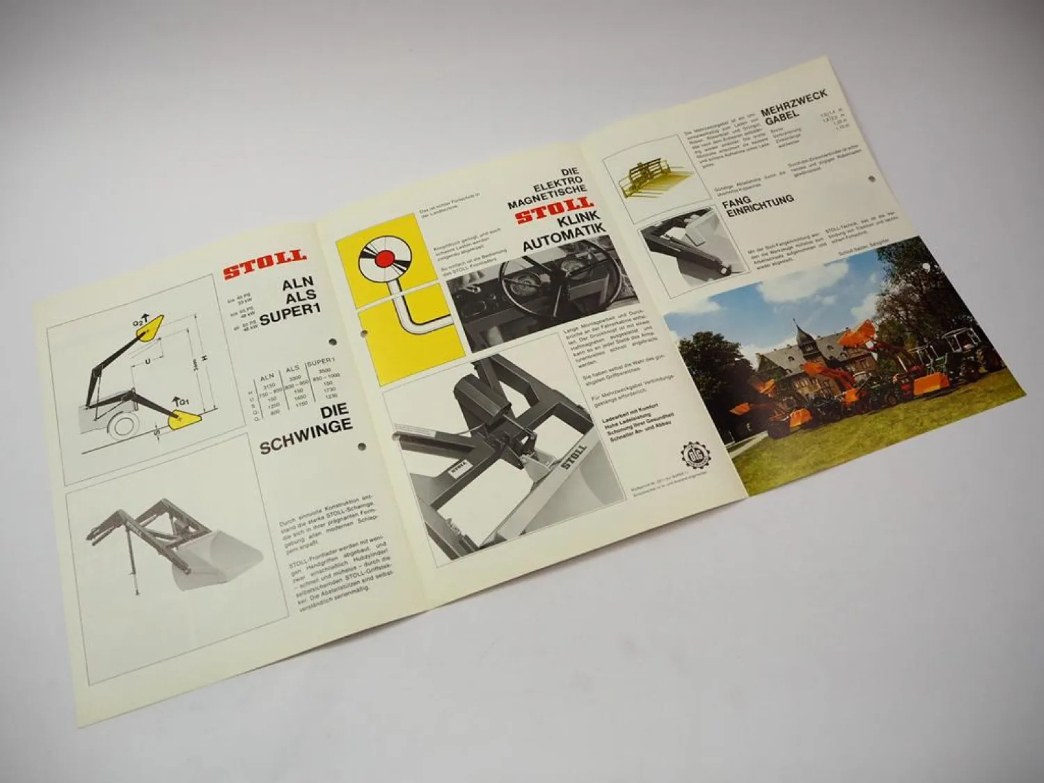 Original Prospekt Stoll Frontlader ALN ALS Super 1 Fendt Ford MF IHC Schlepper