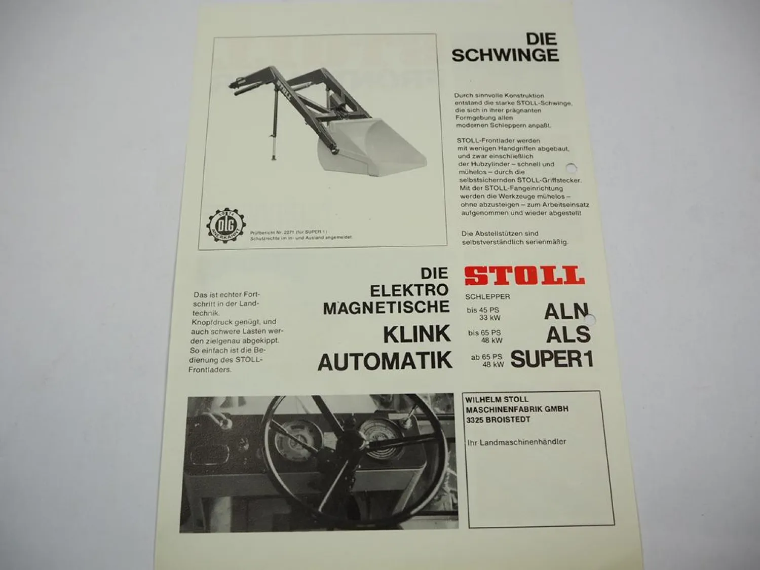 Original Prospekt Stoll Frontlader für Fendt Schlepper 1970er Jahre