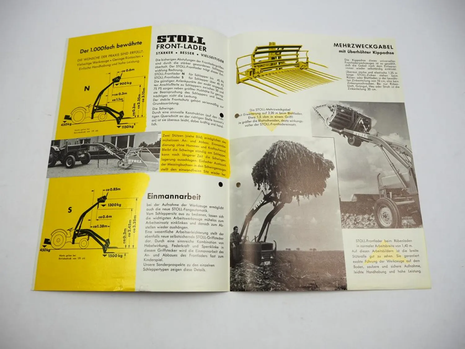 Original Prospekt Stoll Frontlader N & S für den Schlepper Anbau