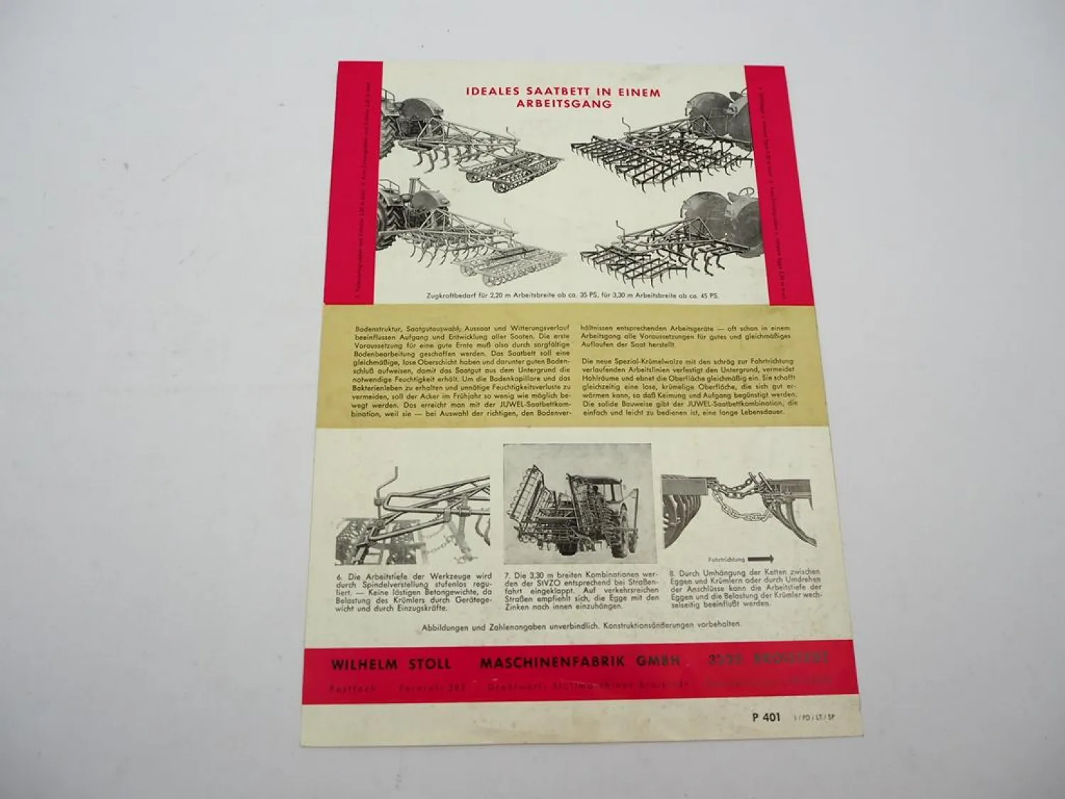 Original Prospekt Stoll Juwel Saatbett Kombination 1950er Jahre