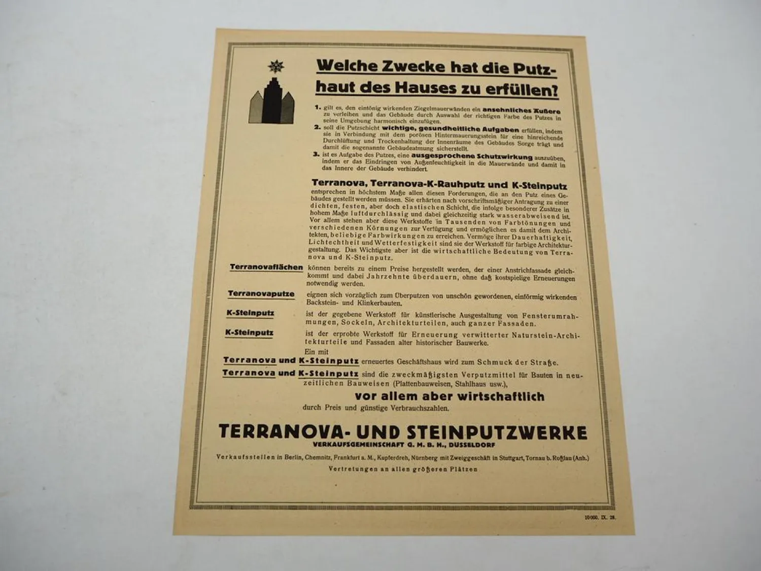 Original Prospekt Terranova Rauputz am Phoebus Palast Nürnberg 1928