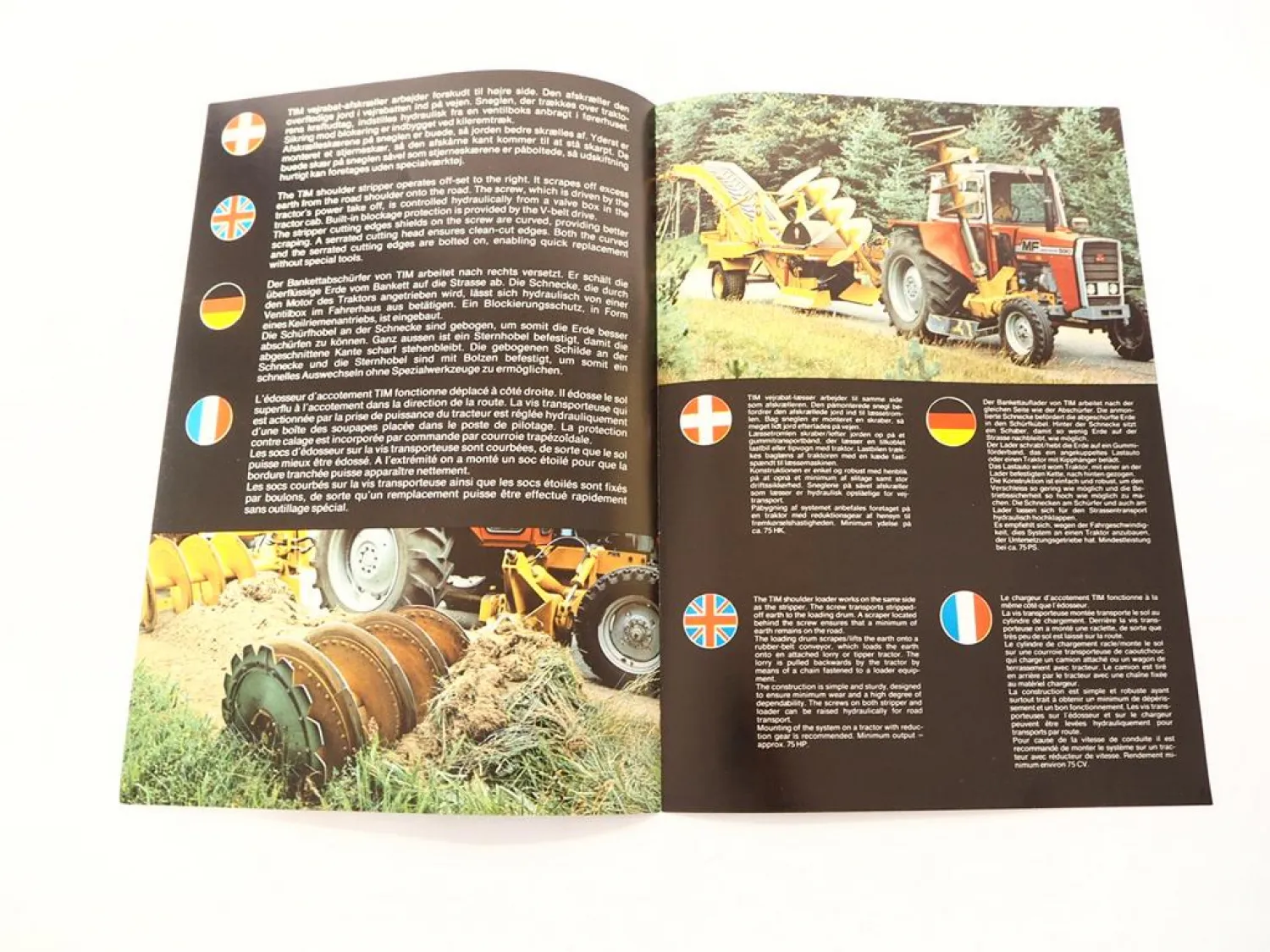 Original Prospekt TIM Bankettabschürfer Bodenbearbeitung am MF 590 Schlepper