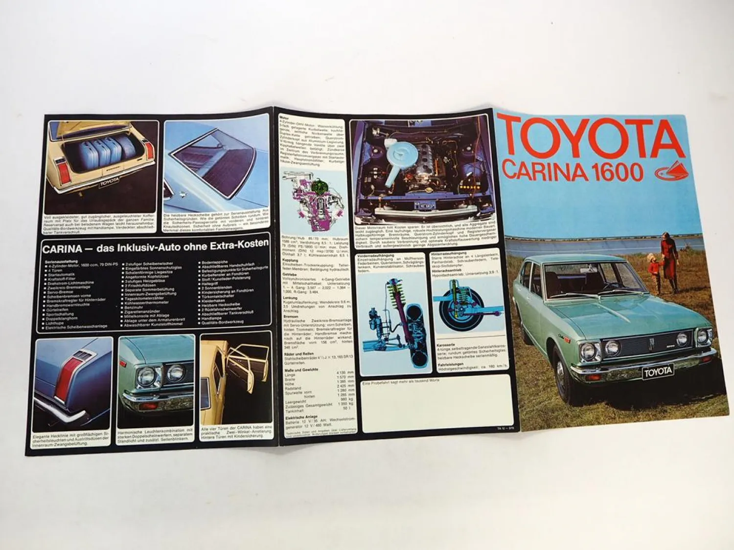 Original Prospekt Toyota Carina 1600 von 1972