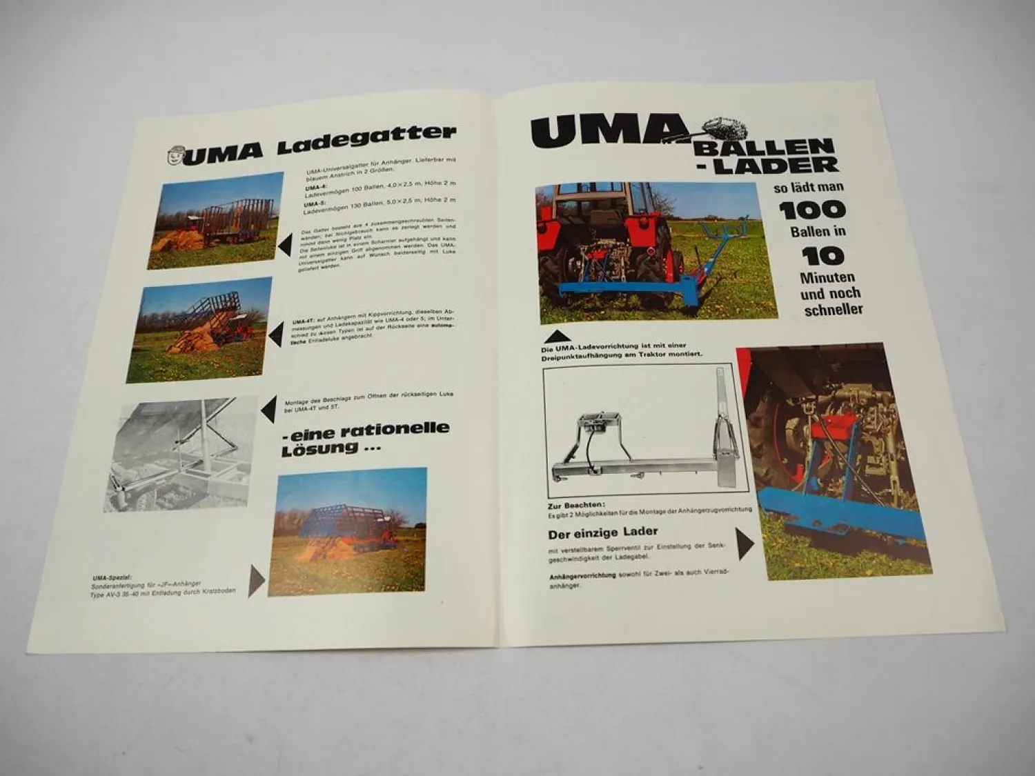 Original Prospekt UMA Ballenlader Ladegatter Strohtransporter Gigant 4 Seiten