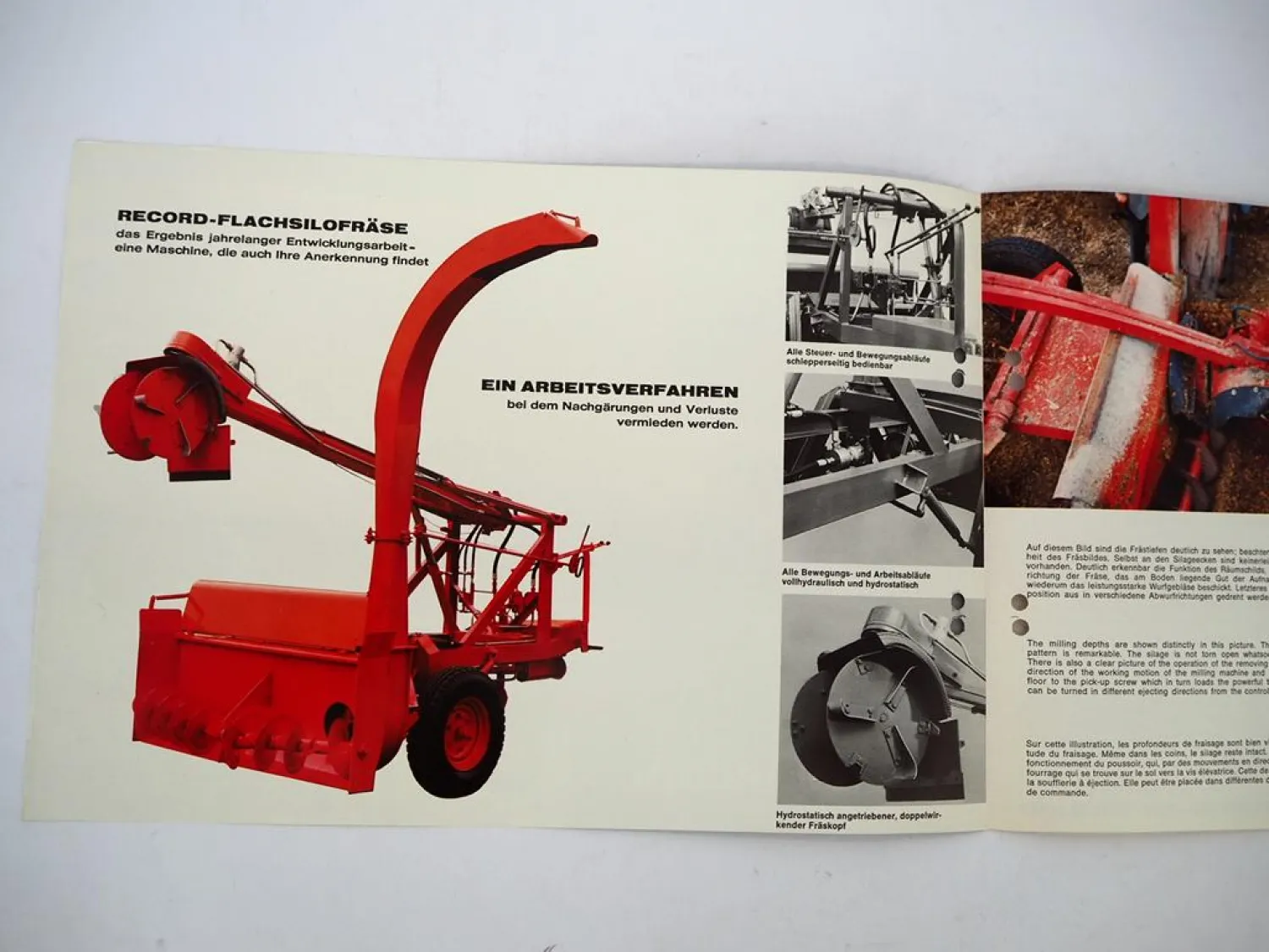 Original Prospekt Unsinn Record Flachsilofräse Fütterungswagen 1970er Jahre