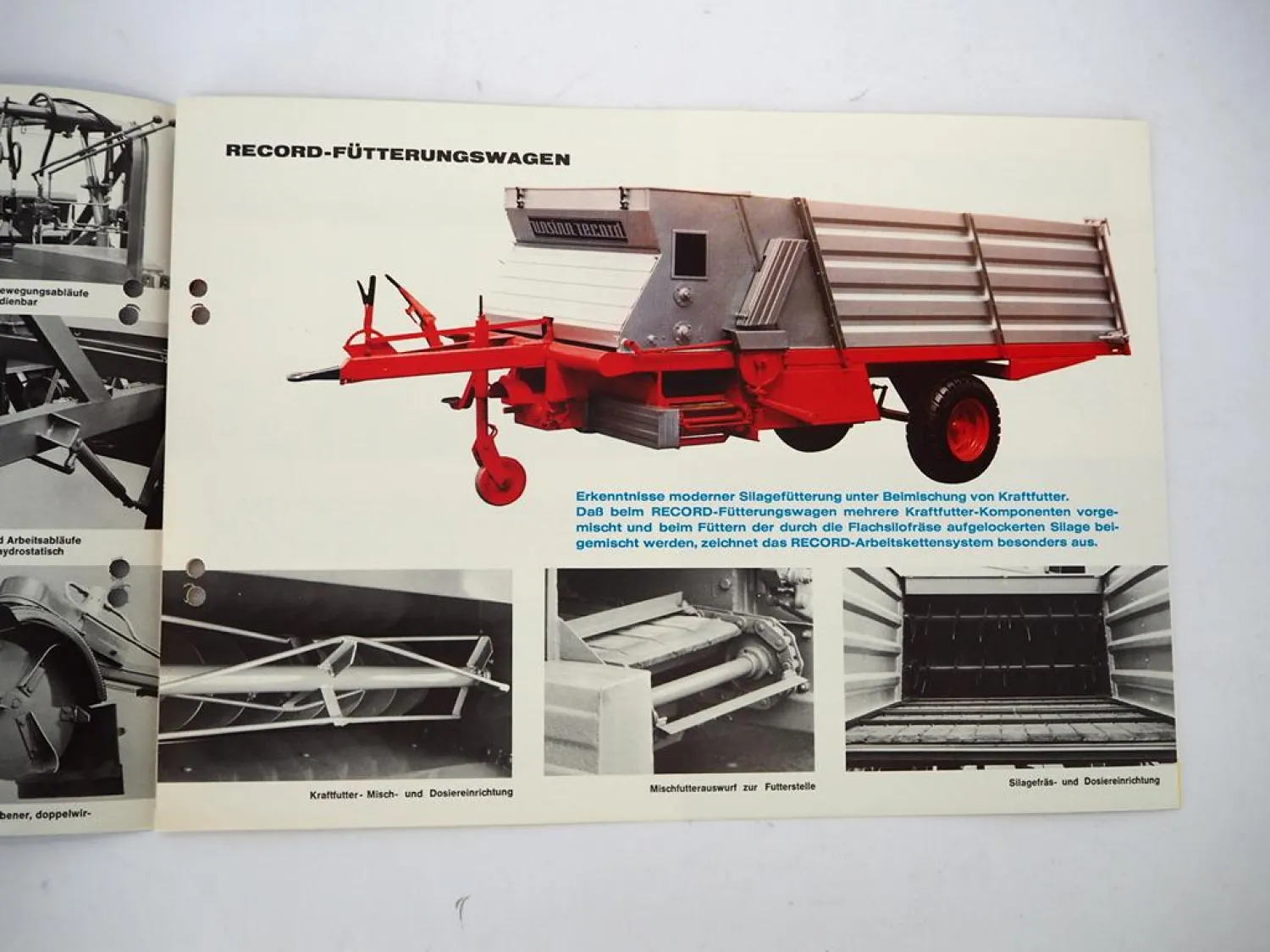Original Prospekt Unsinn Record Flachsilofräse Fütterungswagen 1970er Jahre