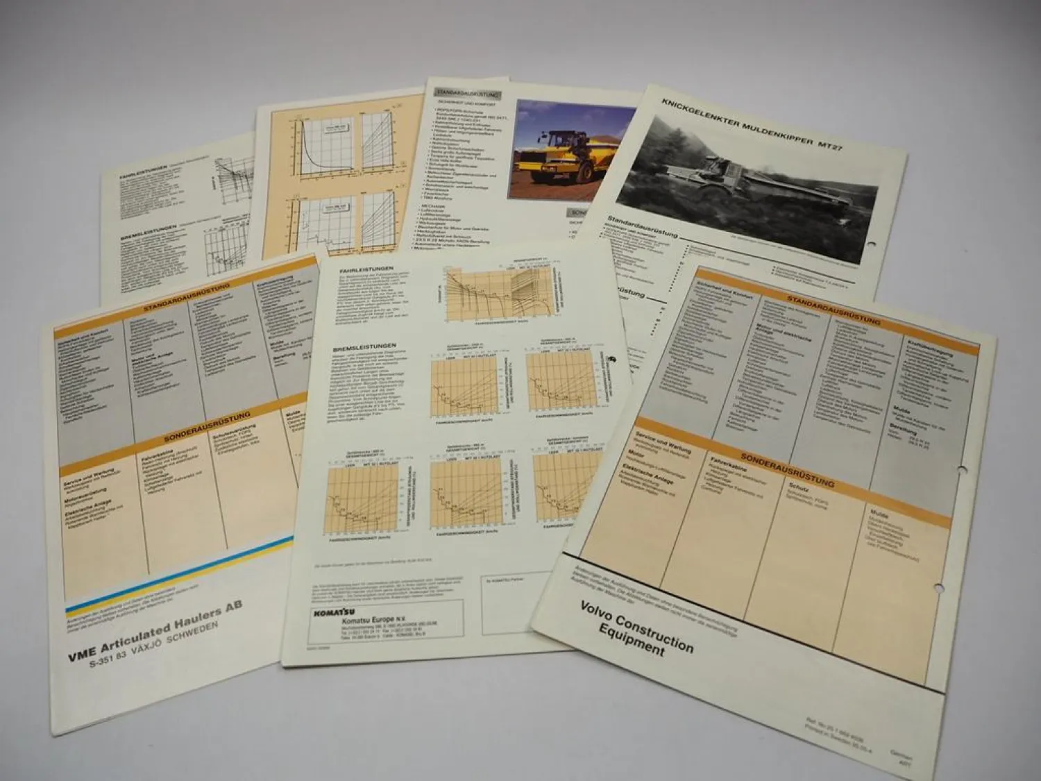 Original Prospekt Volvo BM A 30 - 40 Moxy MT 27 30 Komatsu Muldenkipper 7 tlg.