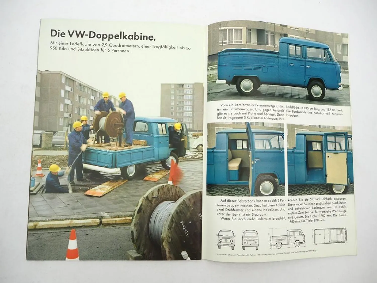 Original Prospekt VW T2 Transporter Bus Kastenwagen Pritschenwagen 1969
