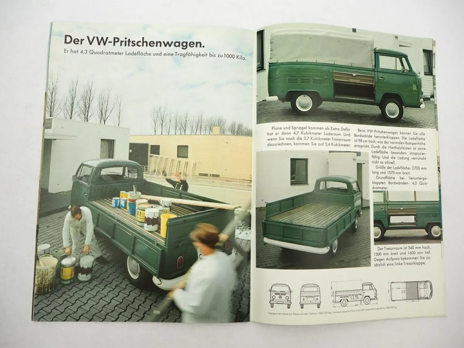 Original Prospekt VW T2 Transporter Bus Kastenwagen Pritschenwagen 1969