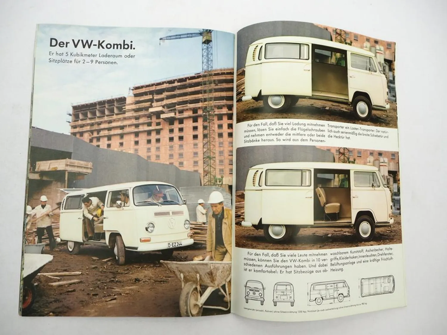Original Prospekt VW T2 Transporter Bus Kastenwagen Pritschenwagen 1969