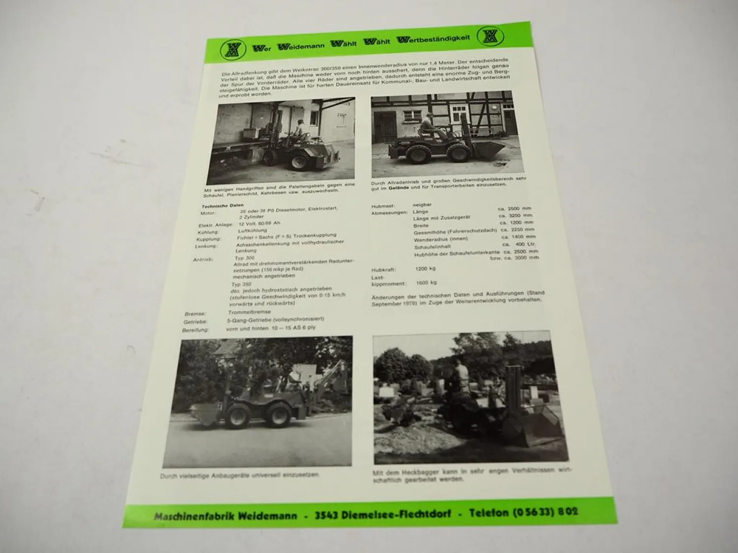Original Prospekt Weidemann Weikotrac Typ 300 350 Landtechnik