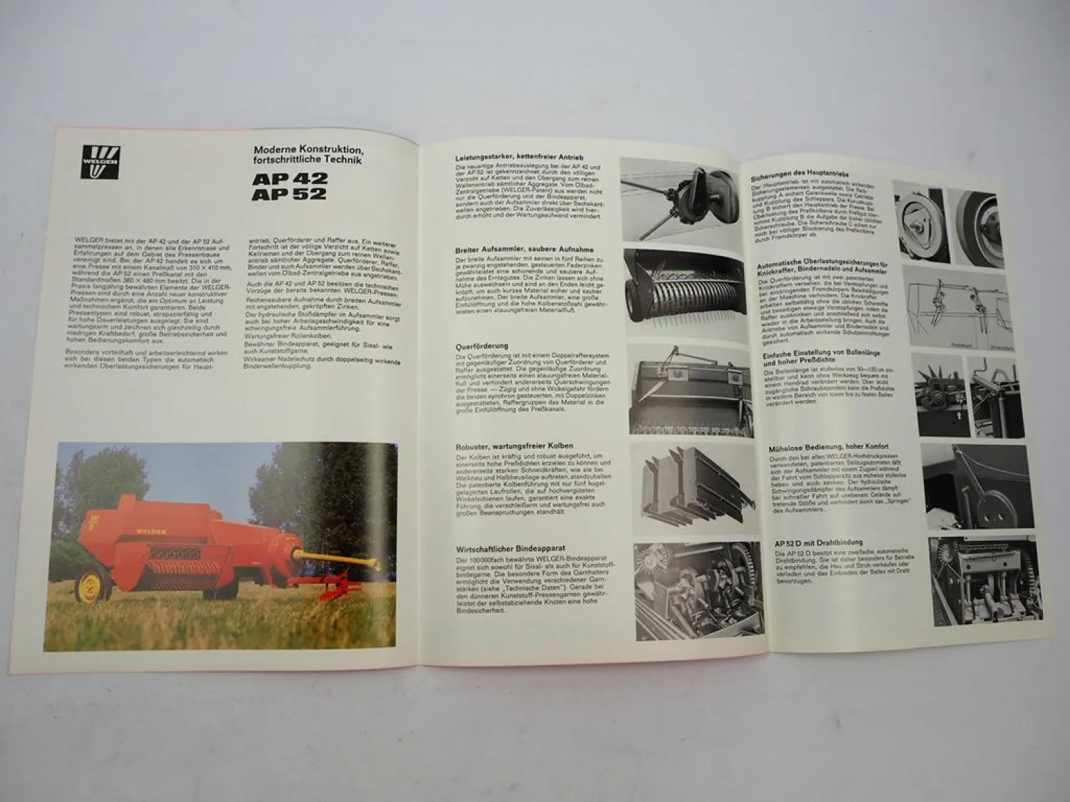 Original Prospekt Welger AP 42 52 52D Aufsammel Presse 1977 mit techn. Daten
