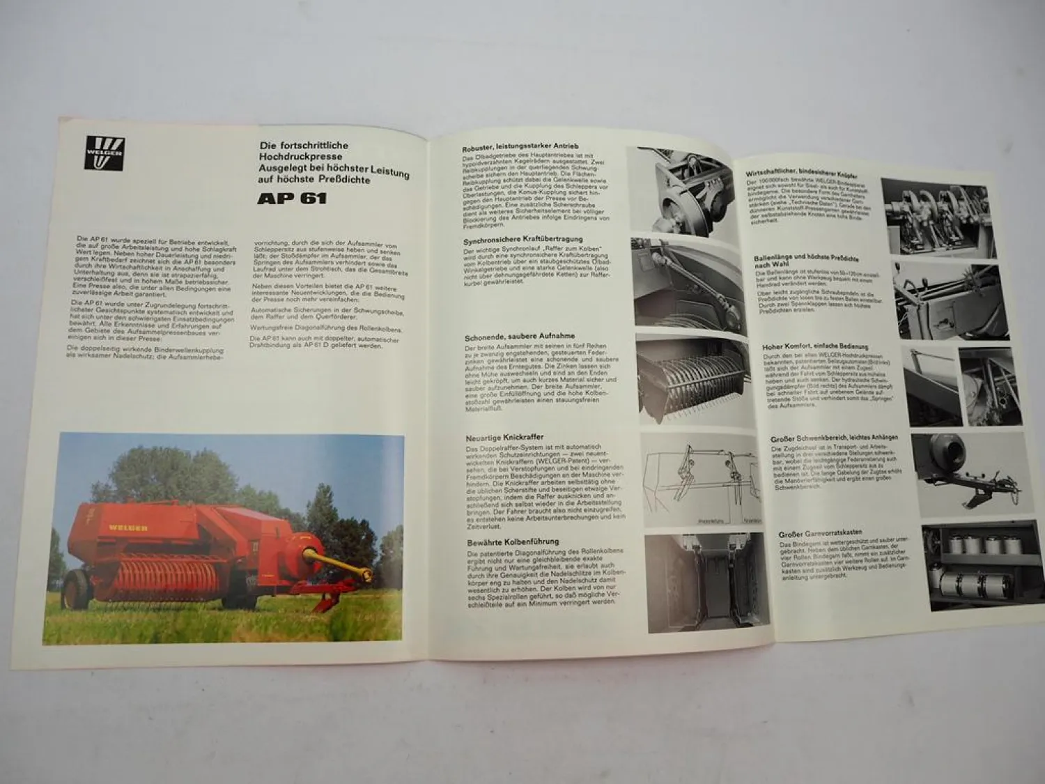 Original Prospekt Welger AP 61 61D Aufsammel Presse 1976 mit techn. Daten