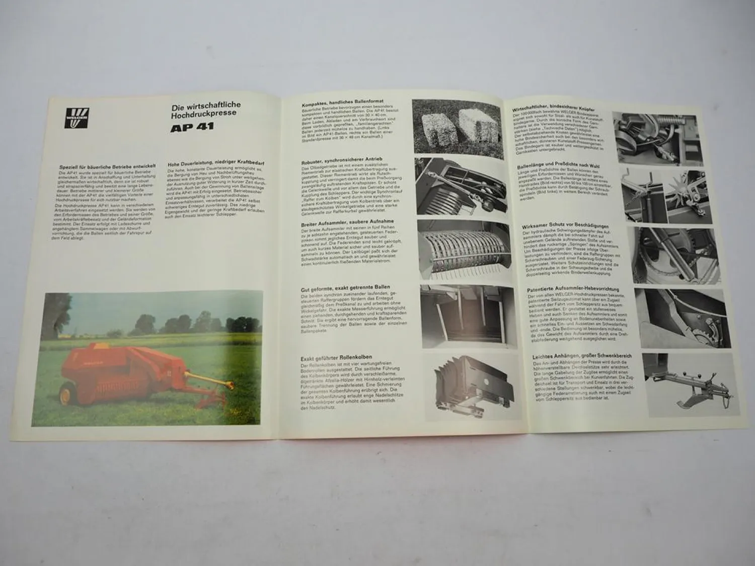Original Prospekt Welger AP41 Aufsammel Presse 1977 mit technischen Daten