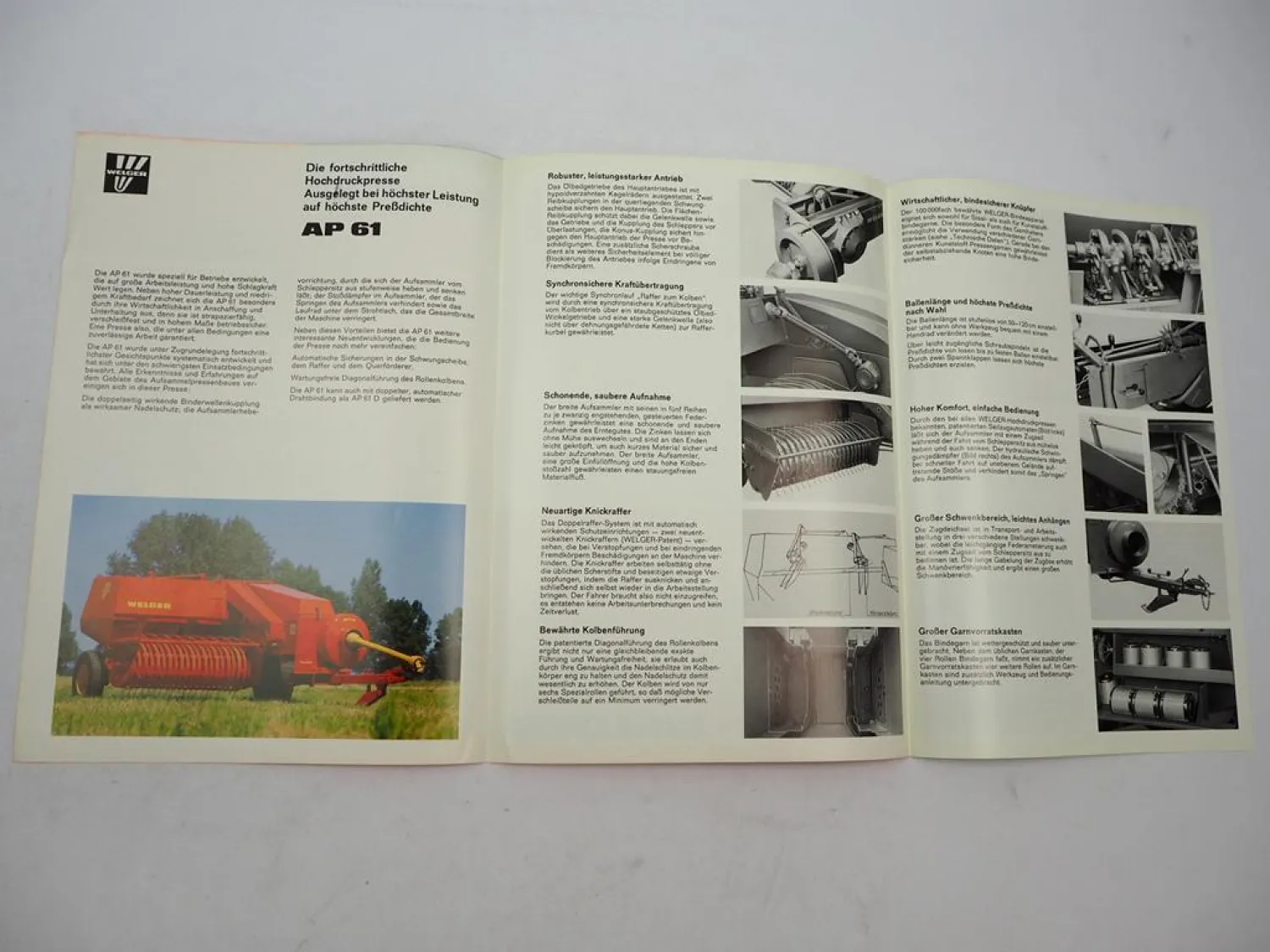 Original Prospekt Welger AP61 Hochdruck Aufsammel Presse 1977 mit techn. Daten