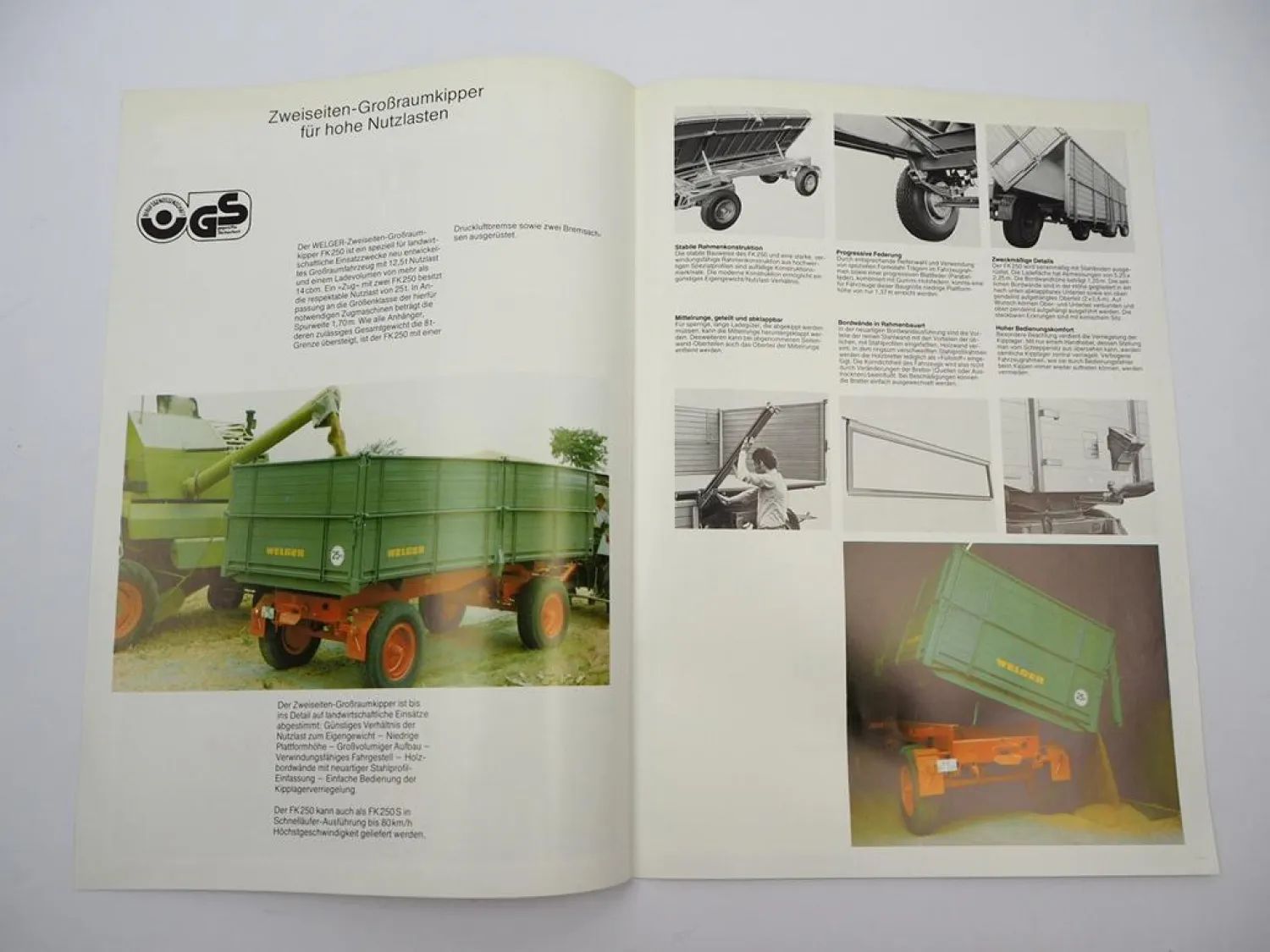Original Prospekt Welger FK 250 250S Zweiseiten Großraum Kipper 1979