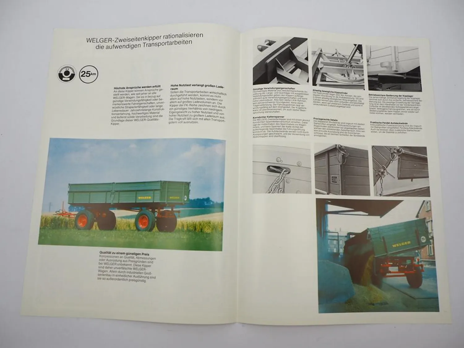Original Prospekt Welger FK 90 110 130 Zweiseiten Kipper Anhänger 1980