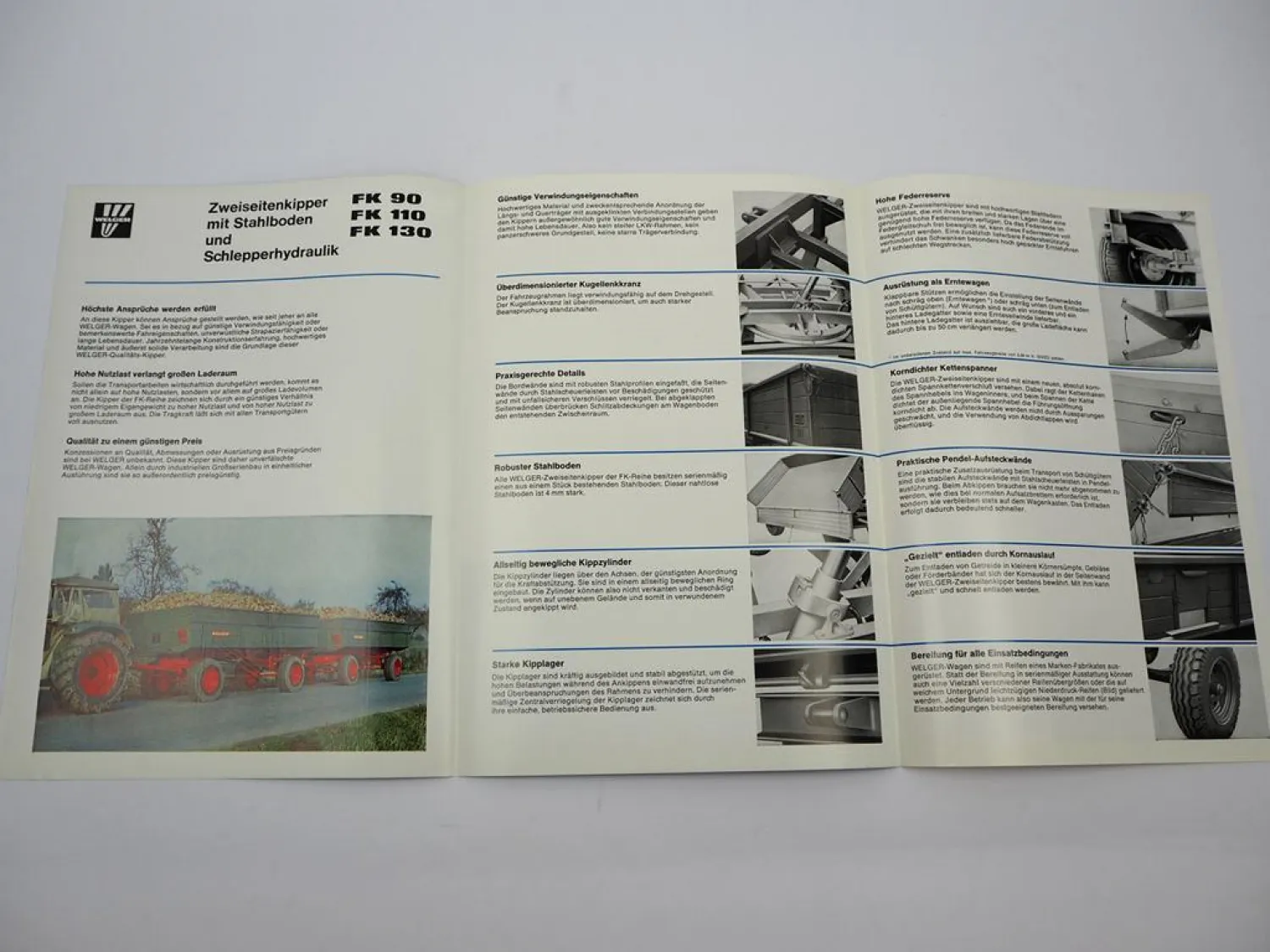 Original Prospekt Welger FK 90 110 130 Zweiseitenkipper Anhänger 1977