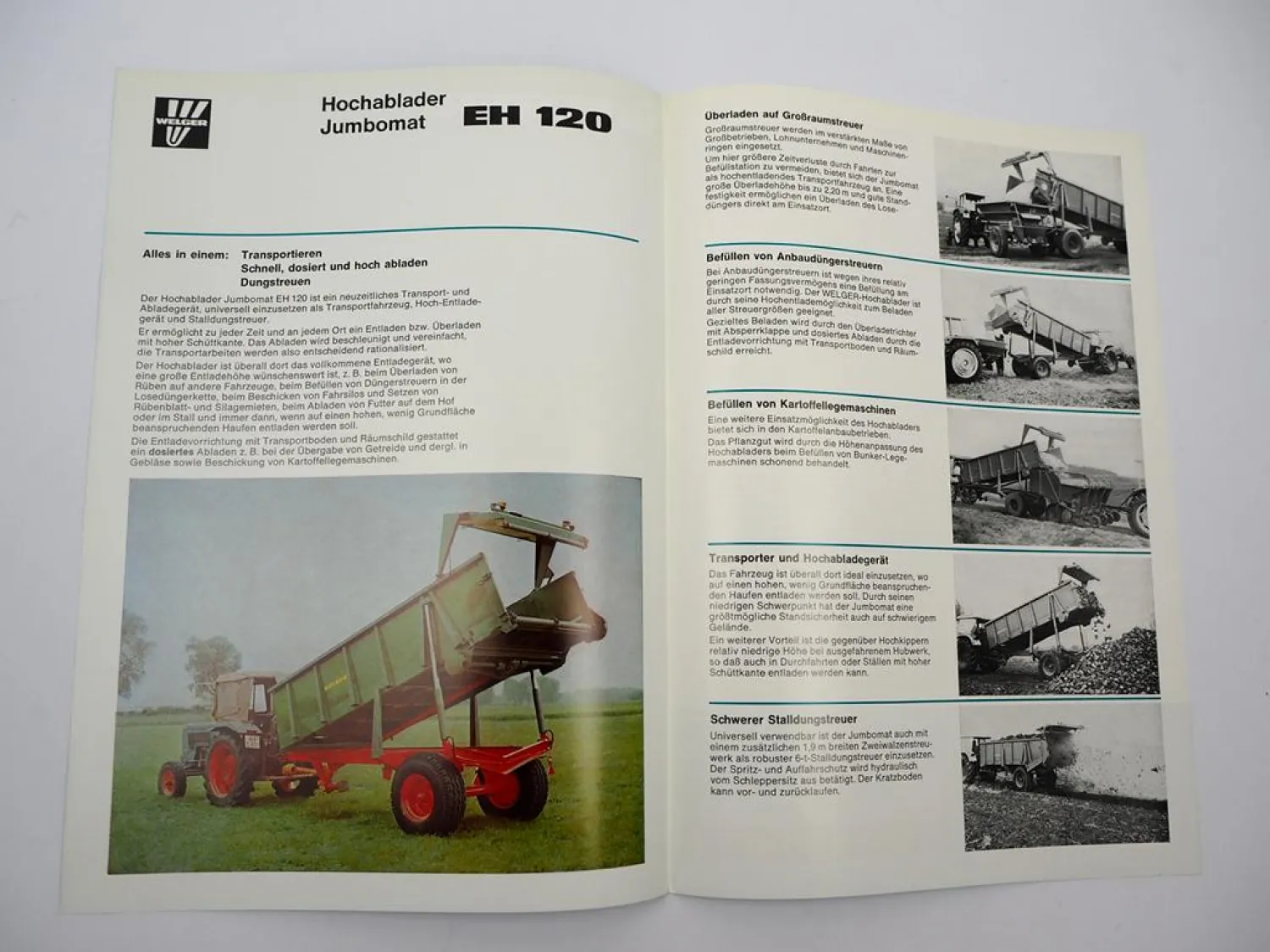 Original Prospekt Welger Jumbomat EH120 Ladewagen Hochablader 1977