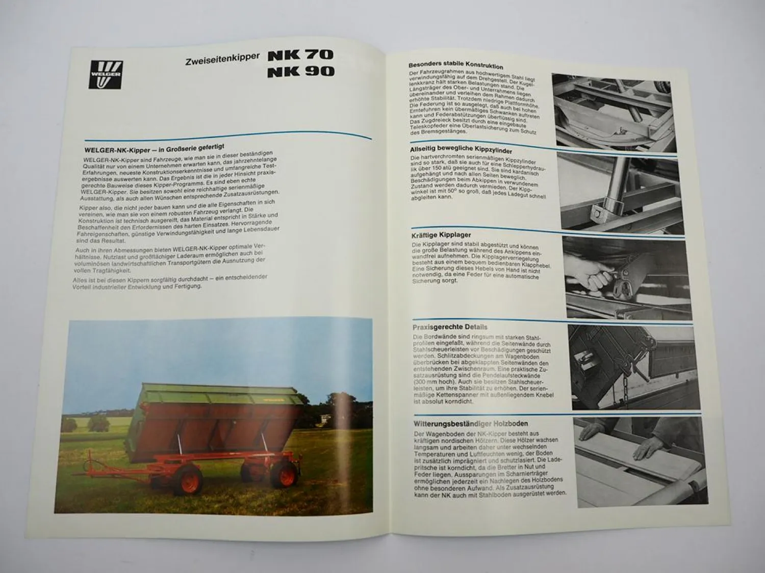 Original Prospekt Welger NK 70 90 Zweiseiten Kipper Anhänger 1977